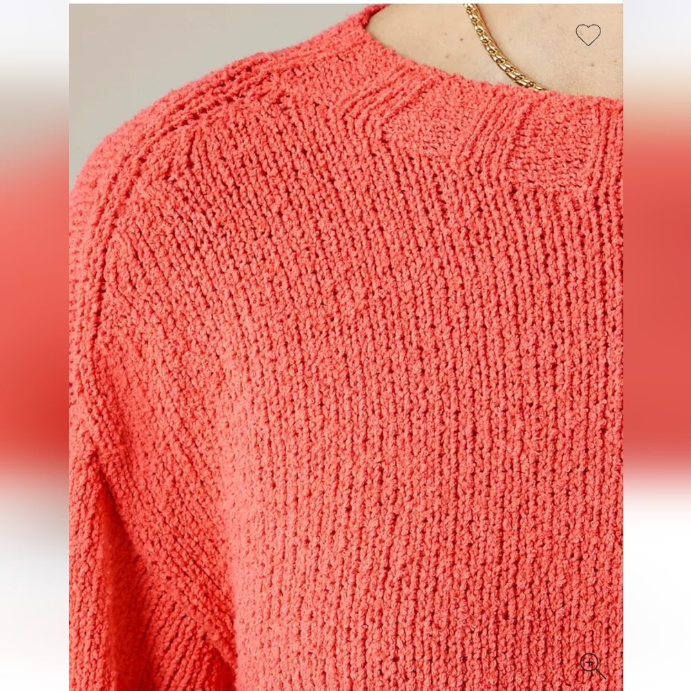 J.Crew Retail Marina sweater in textured cotton blend $118 Sunfire Coral XS - Picture 3 of 10